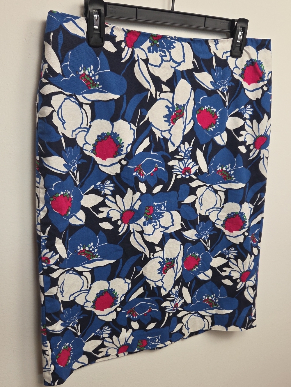 Talbots Bold Blue & Pink Classic Floral Pencil Skirt Career Office Business - 12